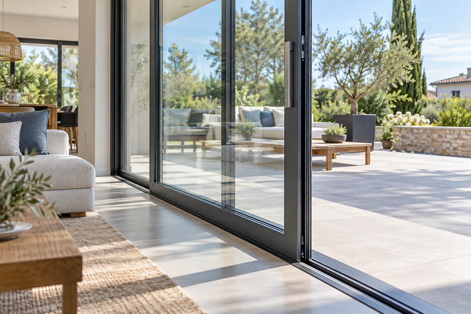 Baie coulissante en aluminium anthracite